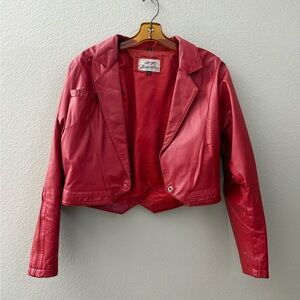 Chic Red Leather Women's Jacket